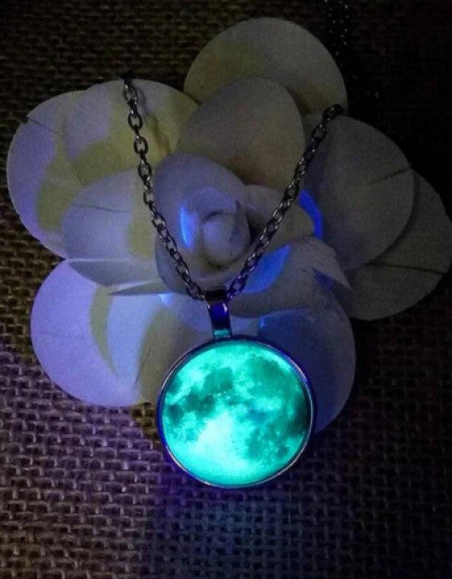 Night Glow Moon Locket Pendant & chain