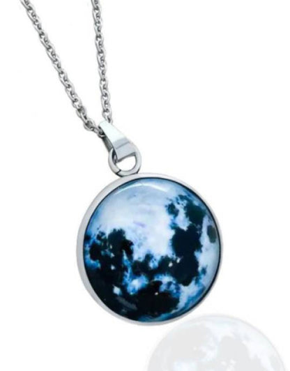 Night Glow Moon Locket Pendant & chain