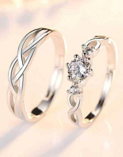 king&Queen Copper Silver Plated Ring Set