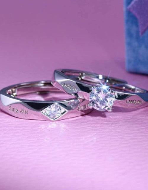 Diamond Stone Romantic Couple Finger Rings